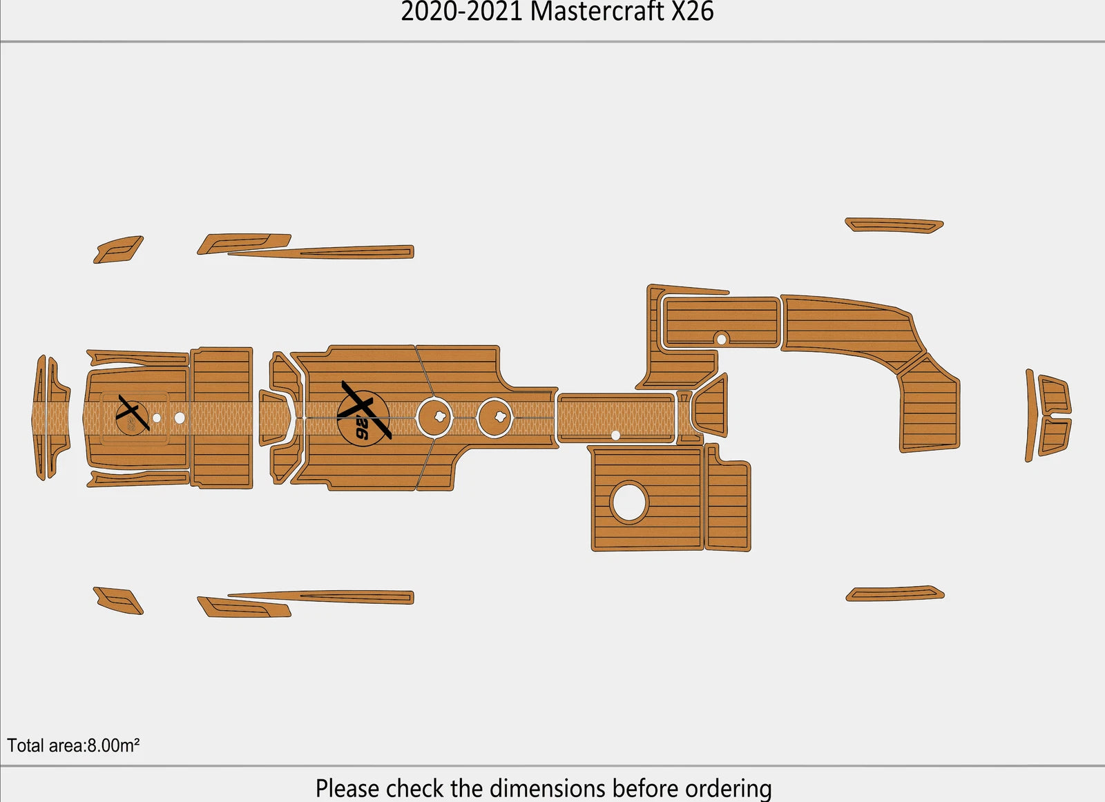 EVA Foam Pad for Mastercraft X26 (2020) Teak Deck Flooring