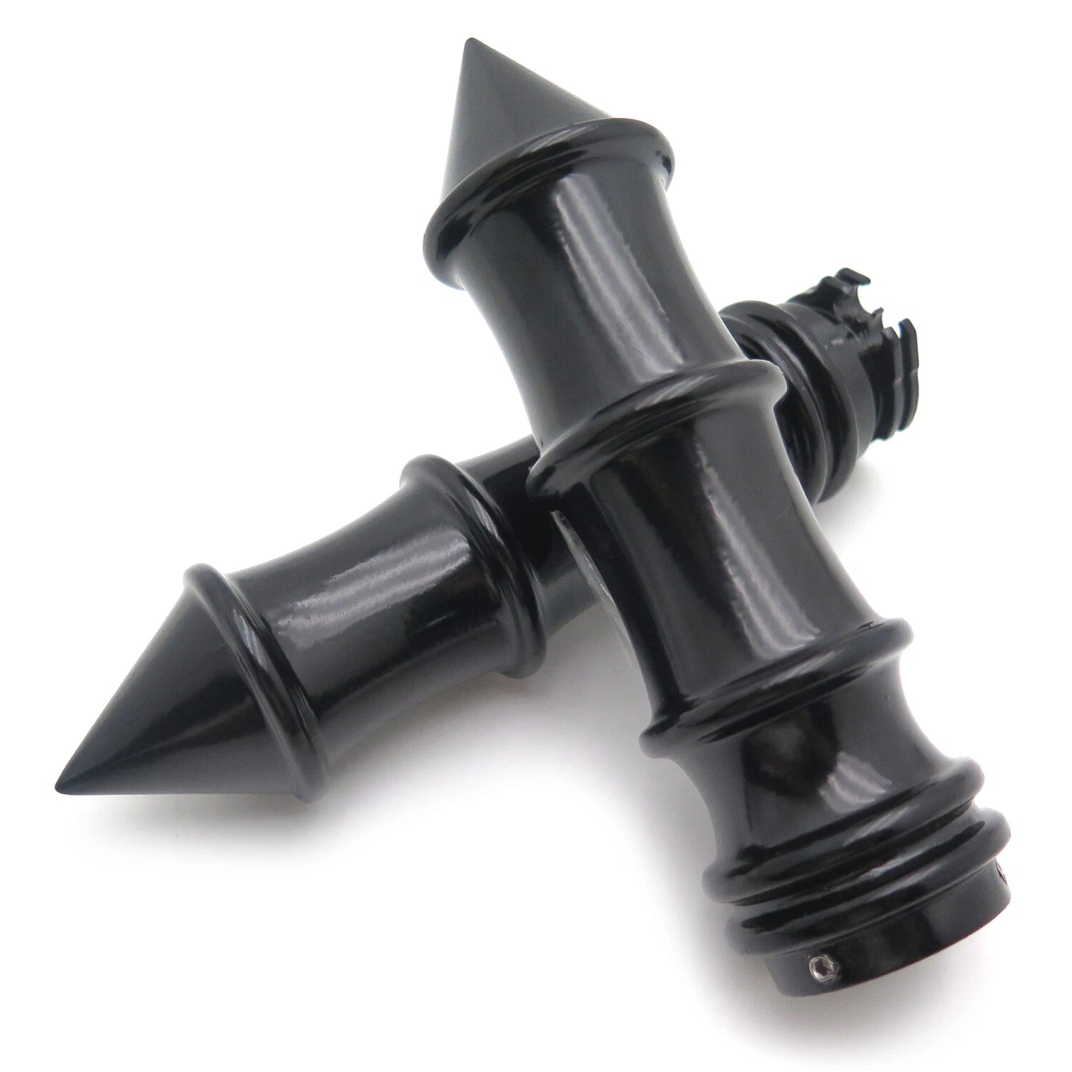 Bamboo Black Skeleton Spike Hand Grips for Harley (All Years) 1" 25mm