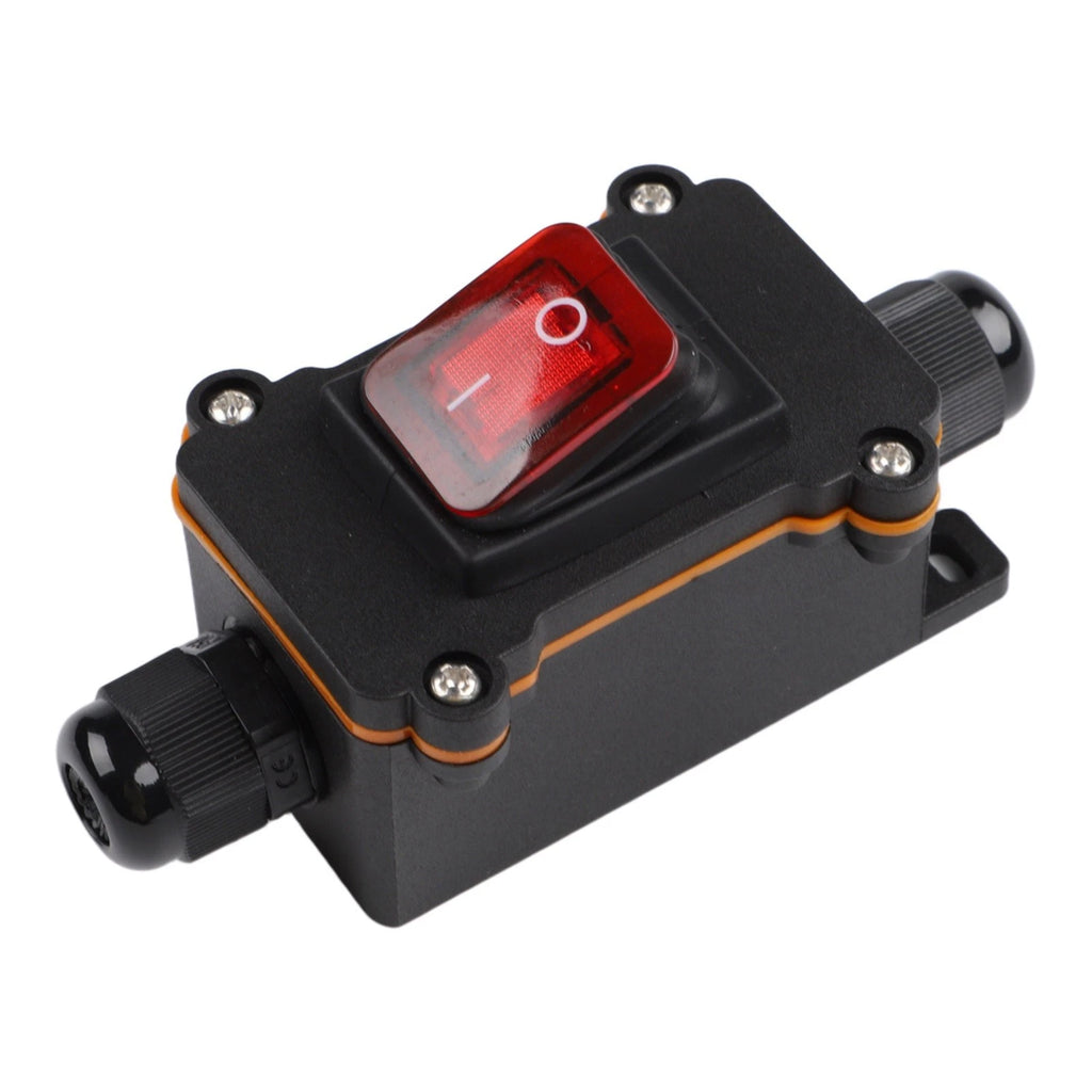 12V 20A Waterproof Switch Box IP65 with Red Light for Machinery