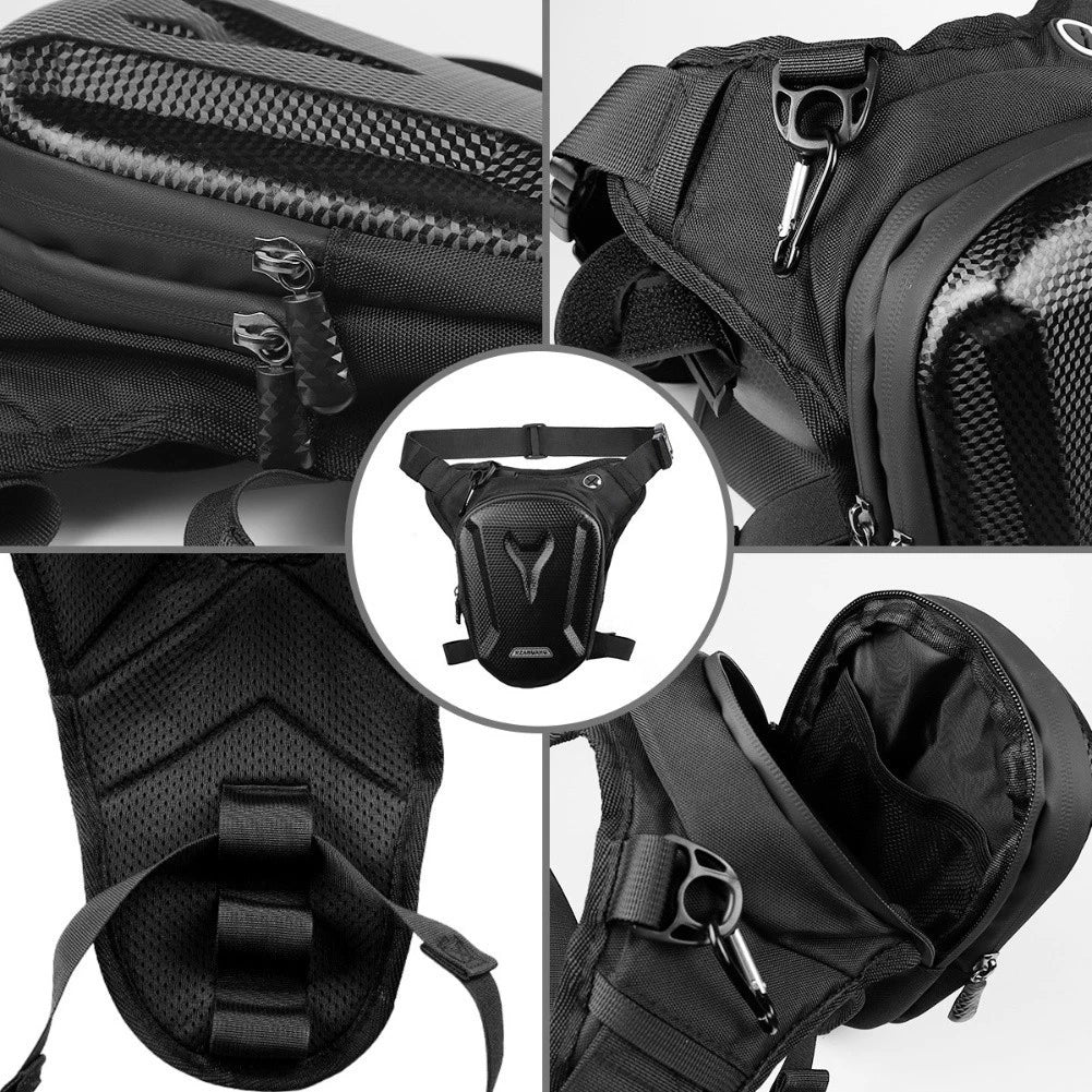 Leg Bag for Motorcycle (Thigh Bag) with Secure Zipper Pockets for Phone