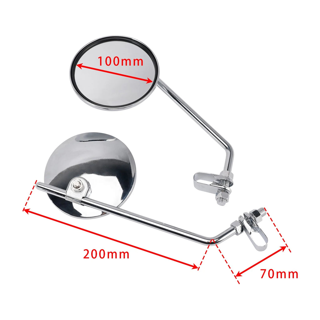 Pair Chrome Clamp On Mirrors for Motorcycle (7/8" Handlebar Mount)