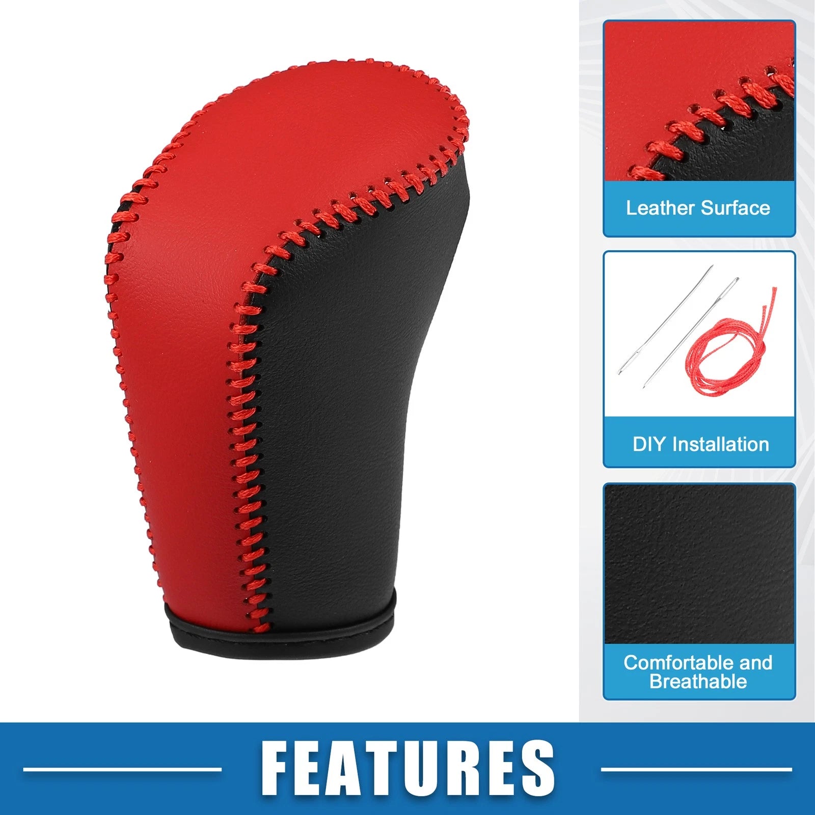 Gear Shifting Knob Cover for Mazda CX-30 (2020–2023) Faux Leather Black Red