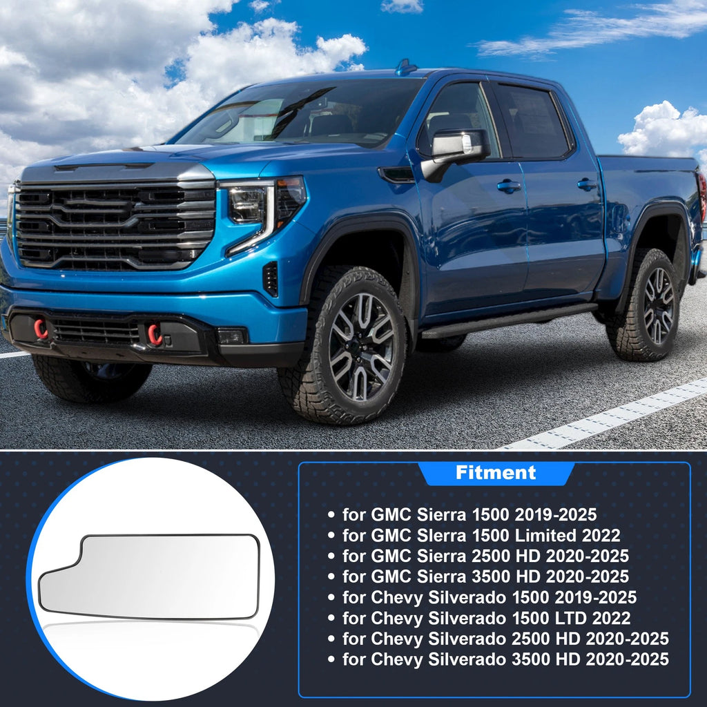 Left Lower Mirror Glass for Chevy Silverado & GMC Sierra 1500 2500HD 3500HD