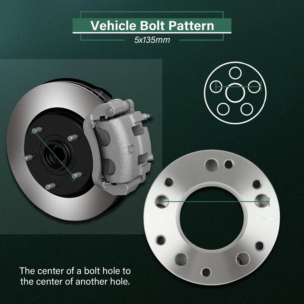 4X 2" Wheel Adapters 5x135 to 6x139.7/6x5.5 12x1.5 for Ford F-150 (1997–2003)