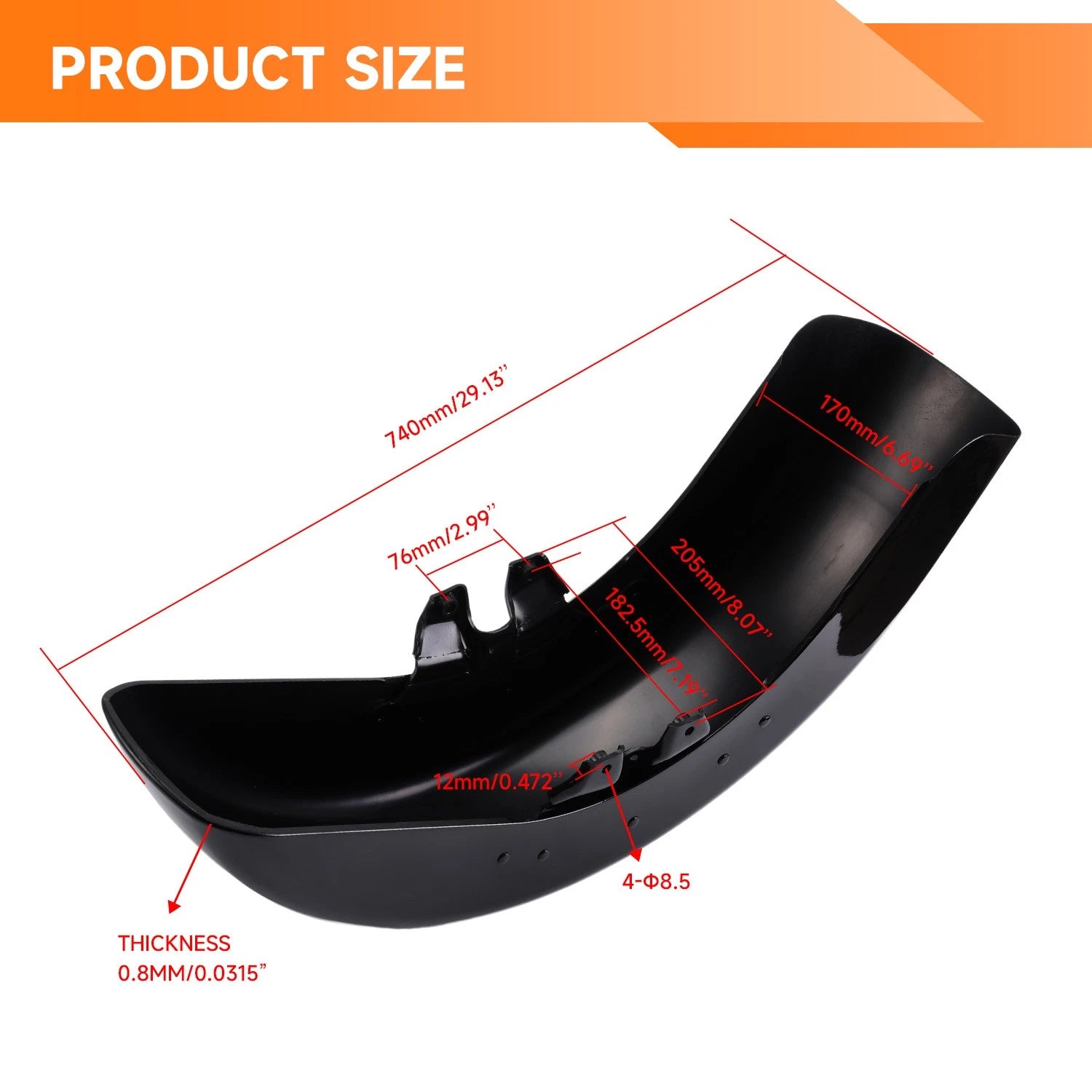Front Fender for Harley Touring Road King Street Glide (1989–2013) Vivid Black