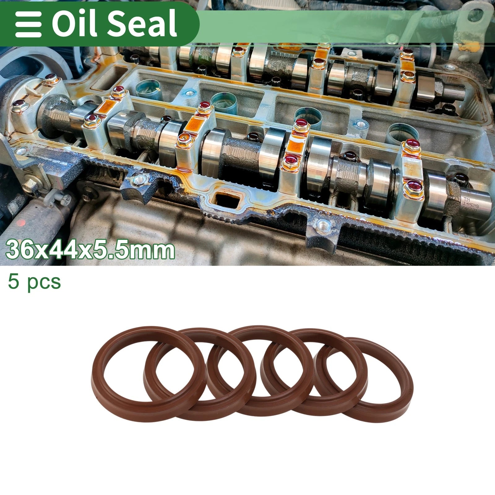 Set of 5 Oil Seal Rotary Shaft Seal FKM Rubber 36x44x5.5mm