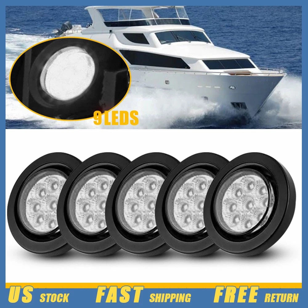 5X 2" Round LED Truck Trailer White Turn Tail Brake Lights