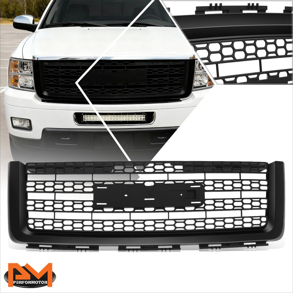 Matte Black Denali Style Mesh Front Grille for GMC Sierra 1500 (2007–2013)