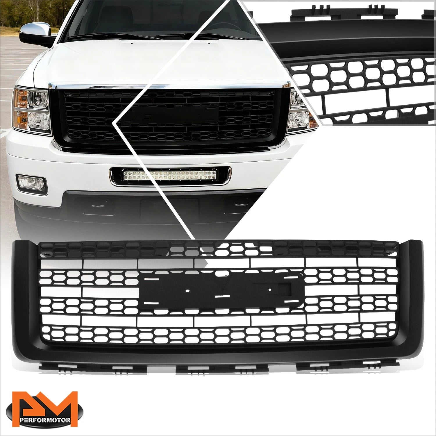 Matte Black Denali Style Mesh Front Grille for GMC Sierra 1500 (2007–2013)