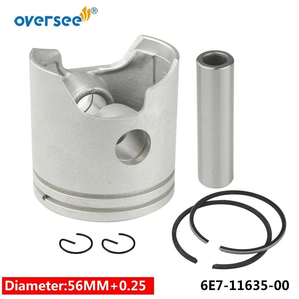 Piston Set +025 & Ring for Yamaha 2T 9.9HP 15HP Outboard (682-11631-1, 6E7-11635-00)