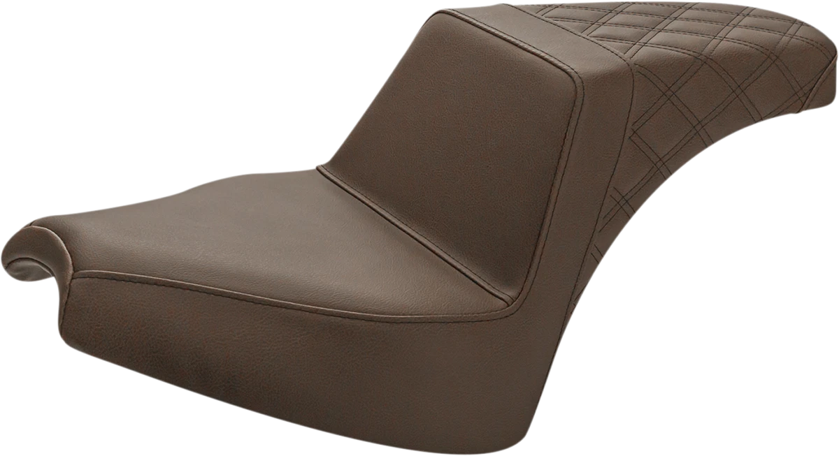 SADDLEMEN Step-Up Seat for Indian Chief (2014–2023) - Brown, Smooth, Lattice Stitch