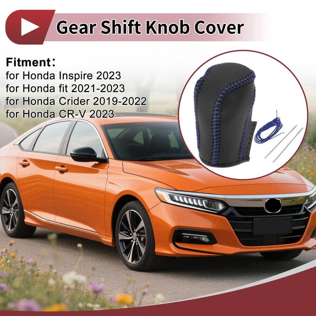 1Pc Gear Shift Knob Cover for Honda Inspire (2023) Blue Faux Leather