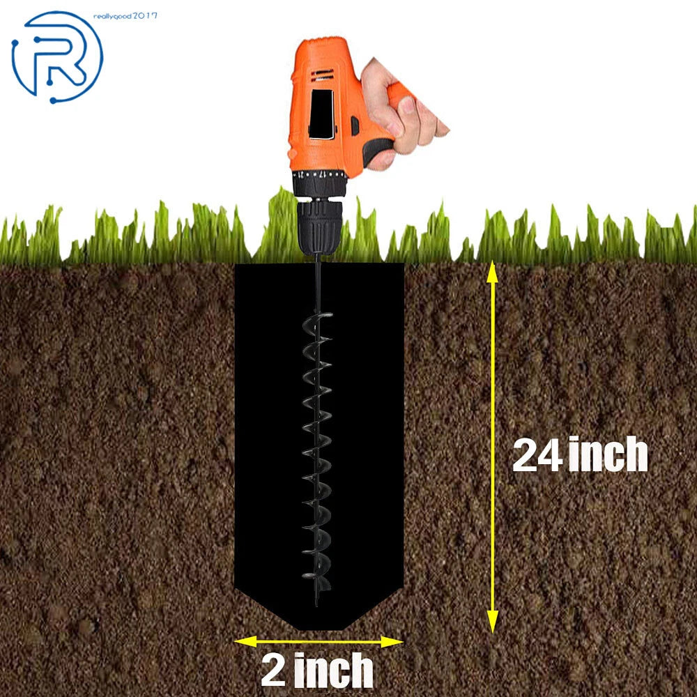 2" × 24" Auger Drill Bit for Garden Planter (Universal)