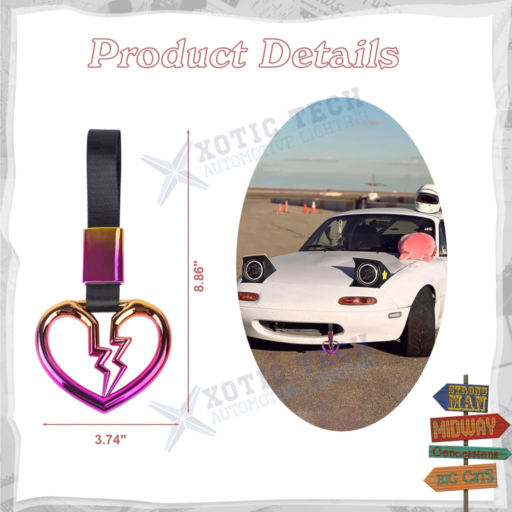 Iridescent Tsurikawa Broken Heart Japan Car Hanger Charm for Drift Handle (-)