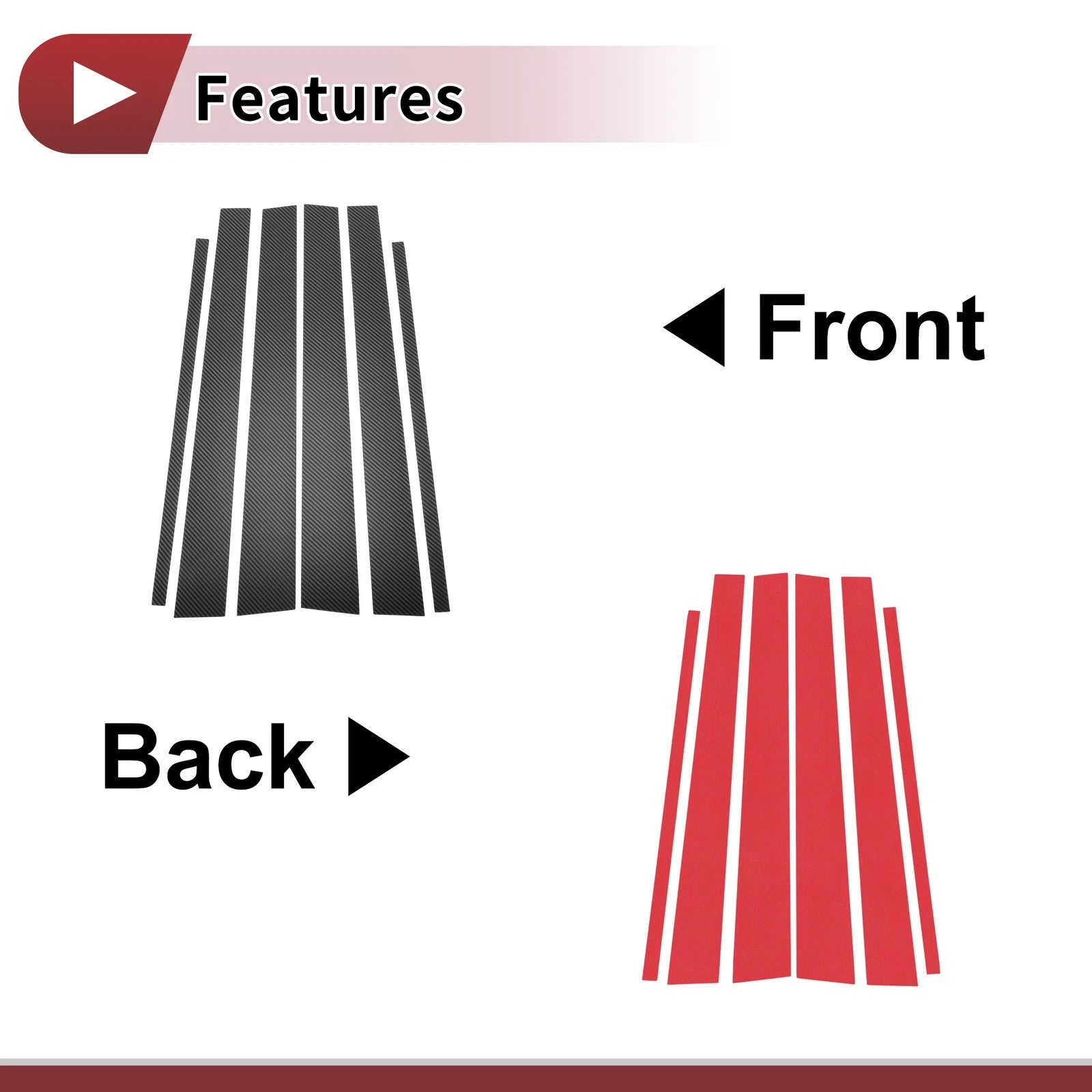6 Pcs Car Door Pillar Window Trim for Toyota 4Runner (1996–2002) Carbon Fiber