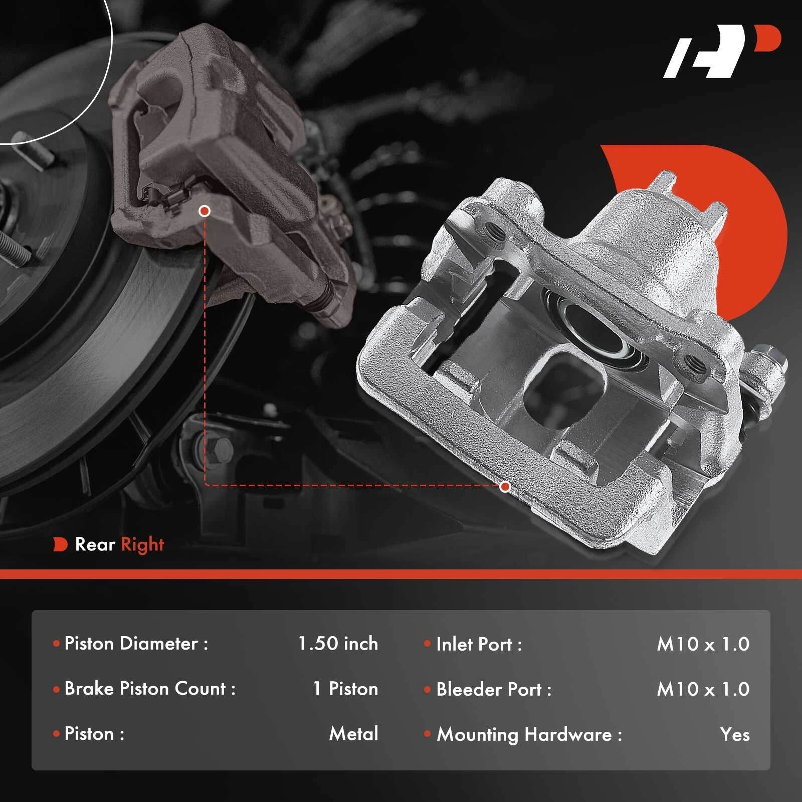 Rear Right Brake Caliper with Bracket for Honda Pilot Acura MDX (2001–2008)