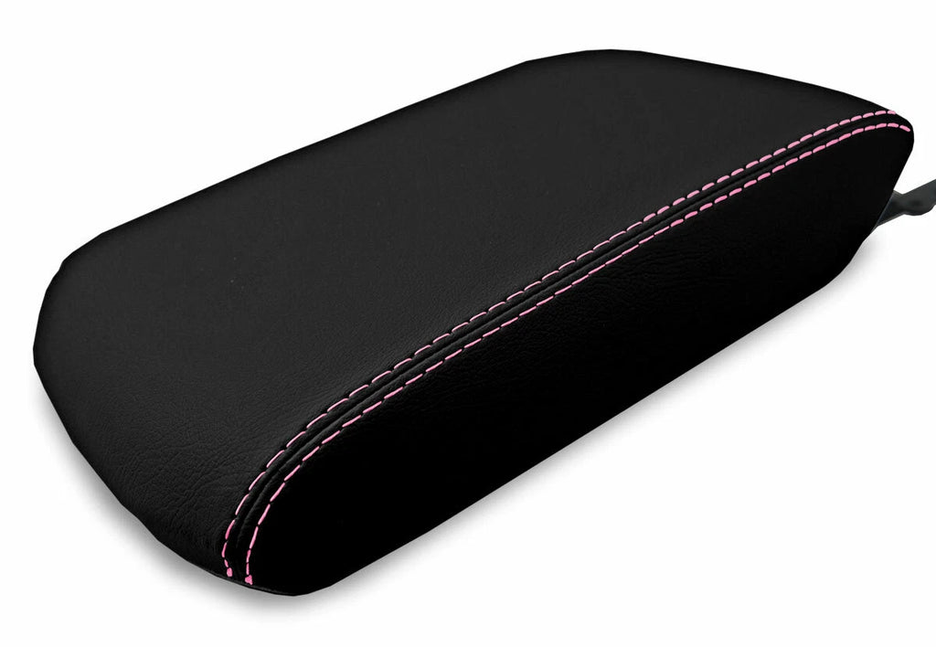 Leather Console Lid Armrest Cover for Toyota 4Runner (2010–2019) Pink Stitch