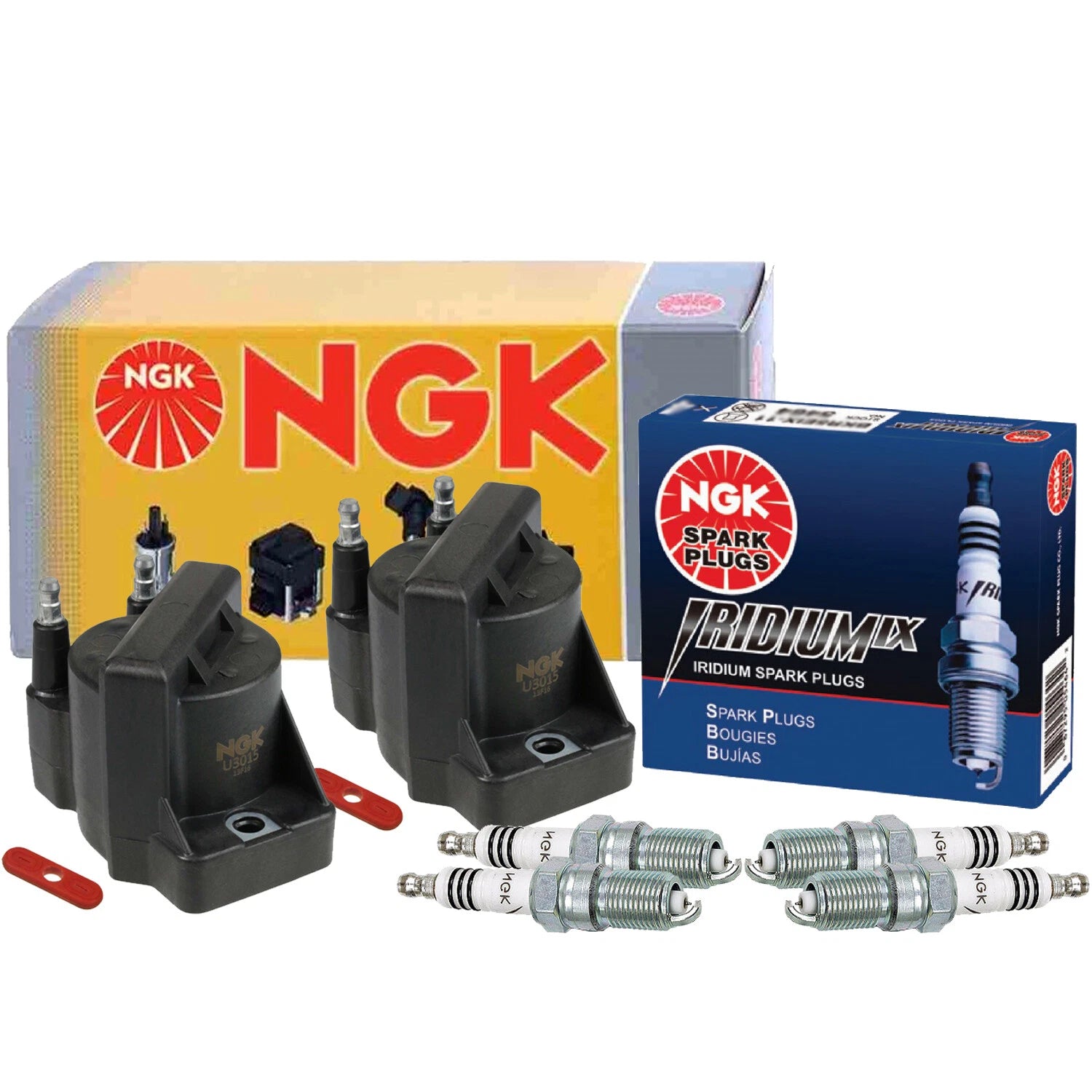 2X NGK DIS Ignition Coil & 4X Iridium IX Spark Plugs for Chevy GMC Pontiac (L4)