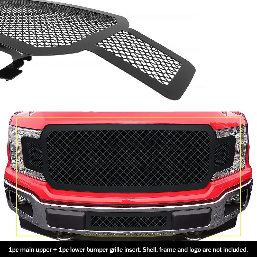 Stainless Steel Black Mesh Grille Insert for Ford F-150 (2018-2020)