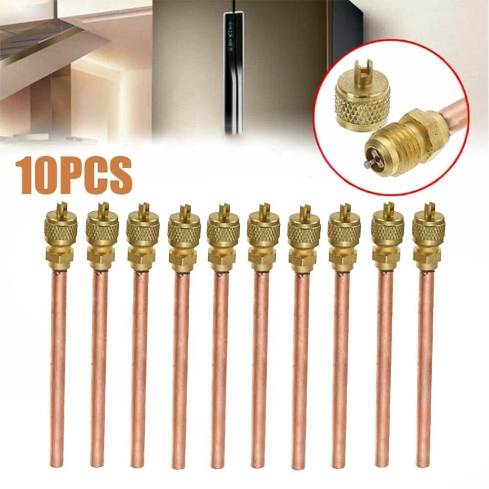10 Pcs Access Valves Copper Tube for Air Conditioner Refrigeration