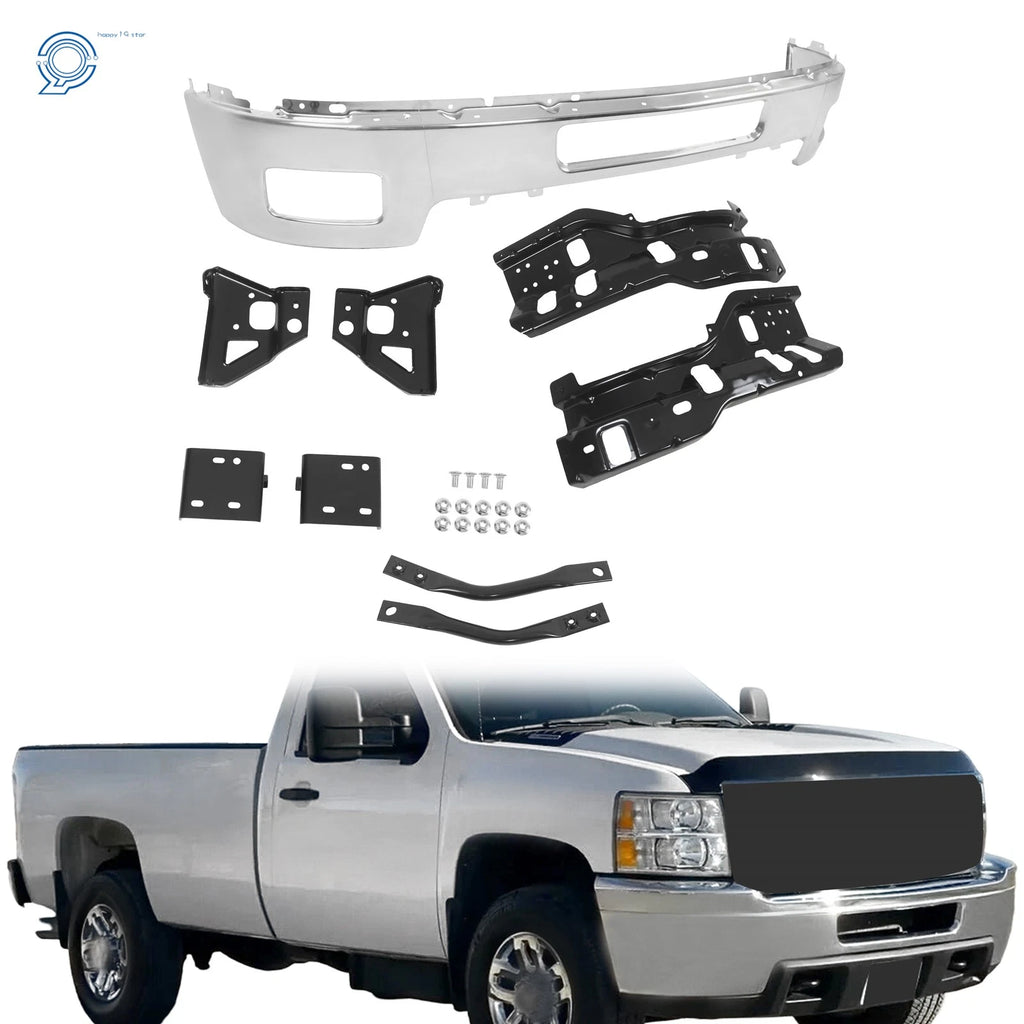 Chrome Front Bumper for Chevy Silverado 2500 3500 (2011–2014) with 8 Brackets