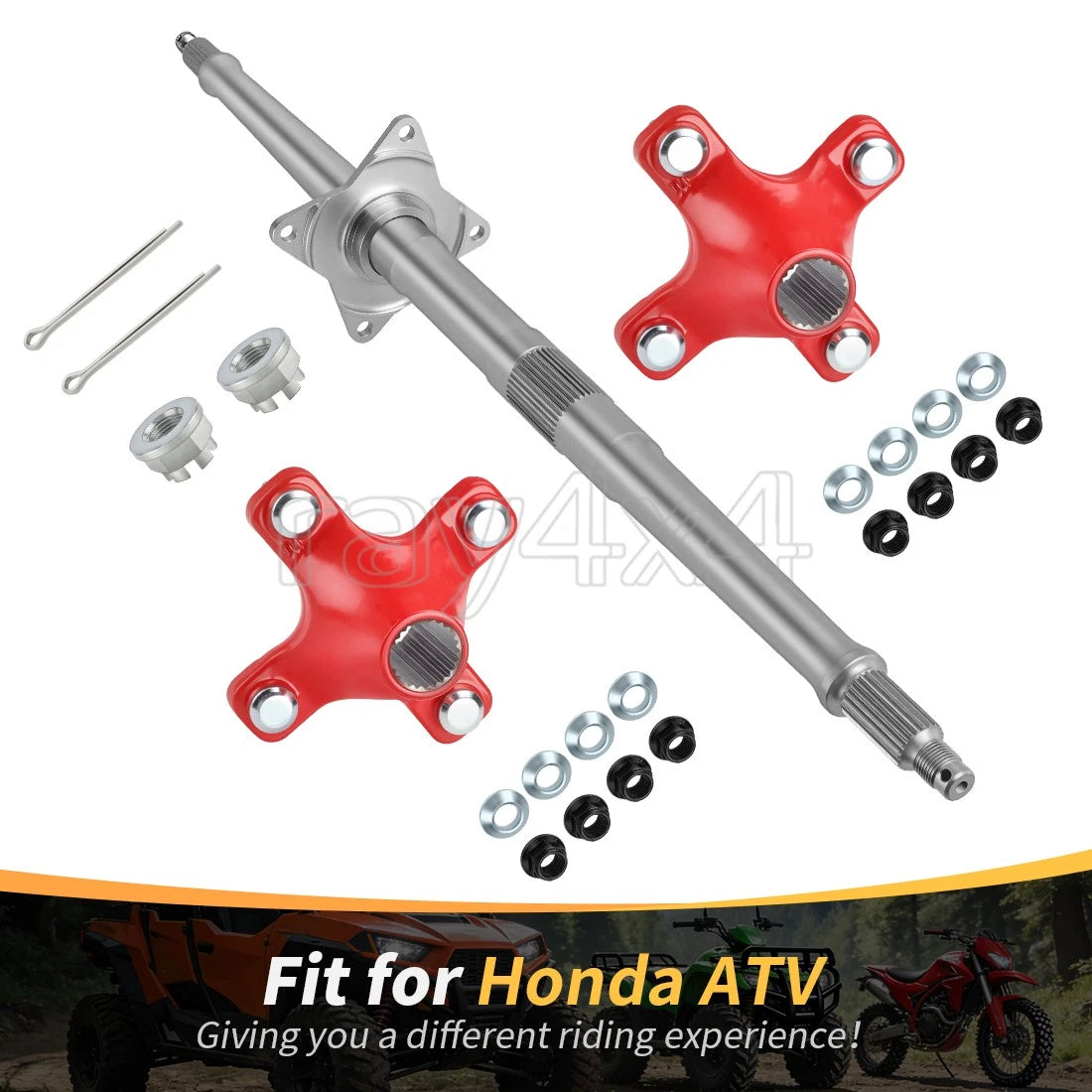 Rear Axle Shaft w/Red Wheel Hubs for Honda TRX400X TRX400EX (2004–2009) 42310-HP1-000