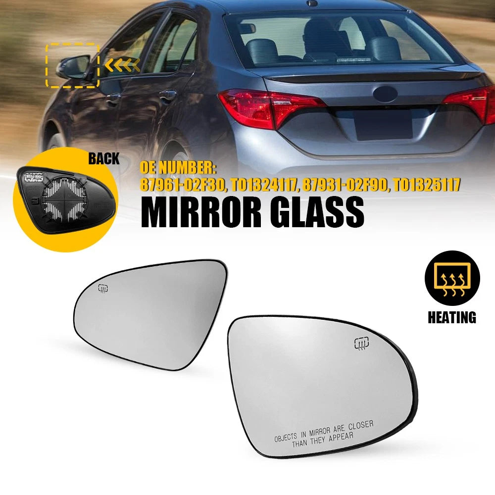 Pair Heated Side Mirror Glass for Toyota Corolla (2014–2019) TO1324117 TO1325117