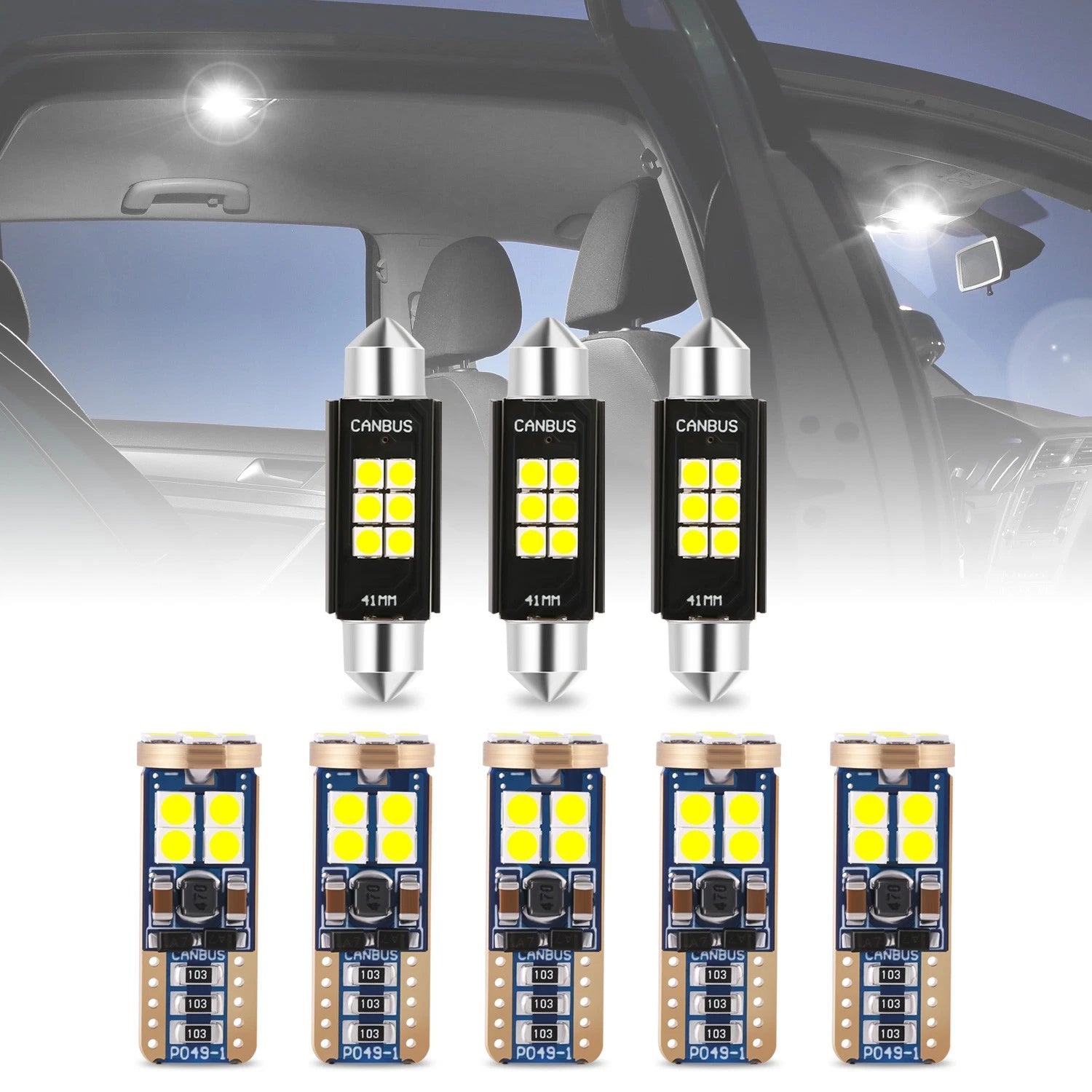 Set of 8 LED Interior Courtesy License Plate Light Bulbs for Dodge Challenger (2008–2022)