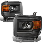 Black Housing Amber Corner Projector Headlight Lamps for GMC Sierra (2014–2018)