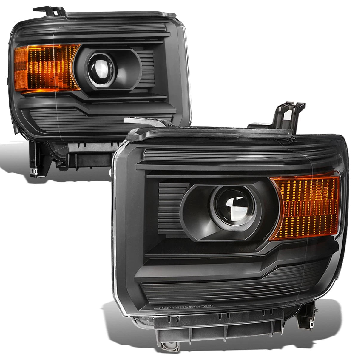 Black Housing Amber Corner Projector Headlight Lamps for GMC Sierra (2014–2018)
