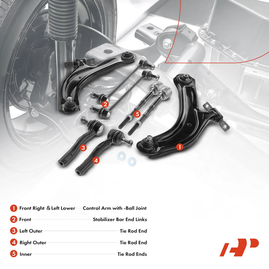10x Front Control Arm Kit & Wheel Bearing for Nissan Sentra (2007–2012)