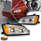 LED DRL Sequential Signal Projector Headlights for Kenworth T660 (2008–2017)