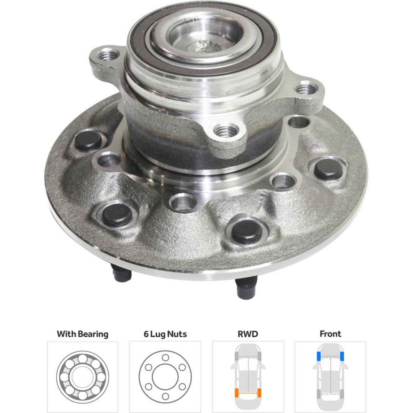 Wheel Hubs for Chevrolet Colorado (2009–2012) Front Left & Right with Bearing RWD