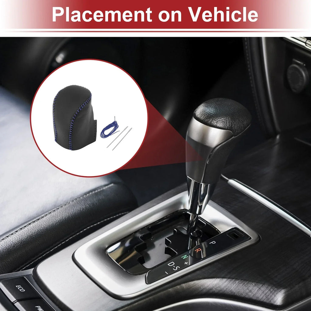 Gear Shift Knob Cover for Honda HR-V 2023-2024 Black Blue Faux Leather