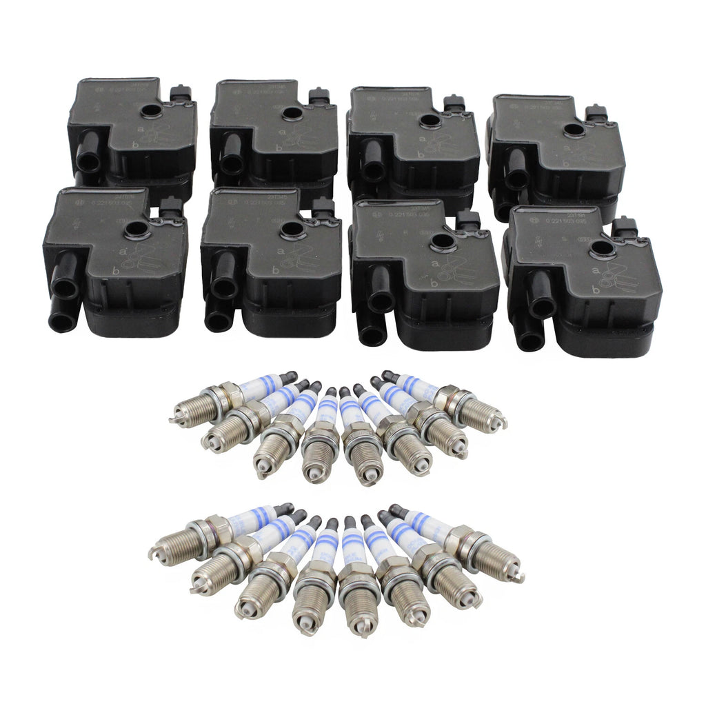 Set of 8 Ignition Coils & 16 Double Platinum Spark Plugs for Mercedes V8 (4.3, 5.0)