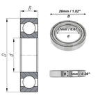 1 Pc 6803ZZ Deep Groove Ball Bearing for Scooter Skateboard Wheel (17x26x5mm)