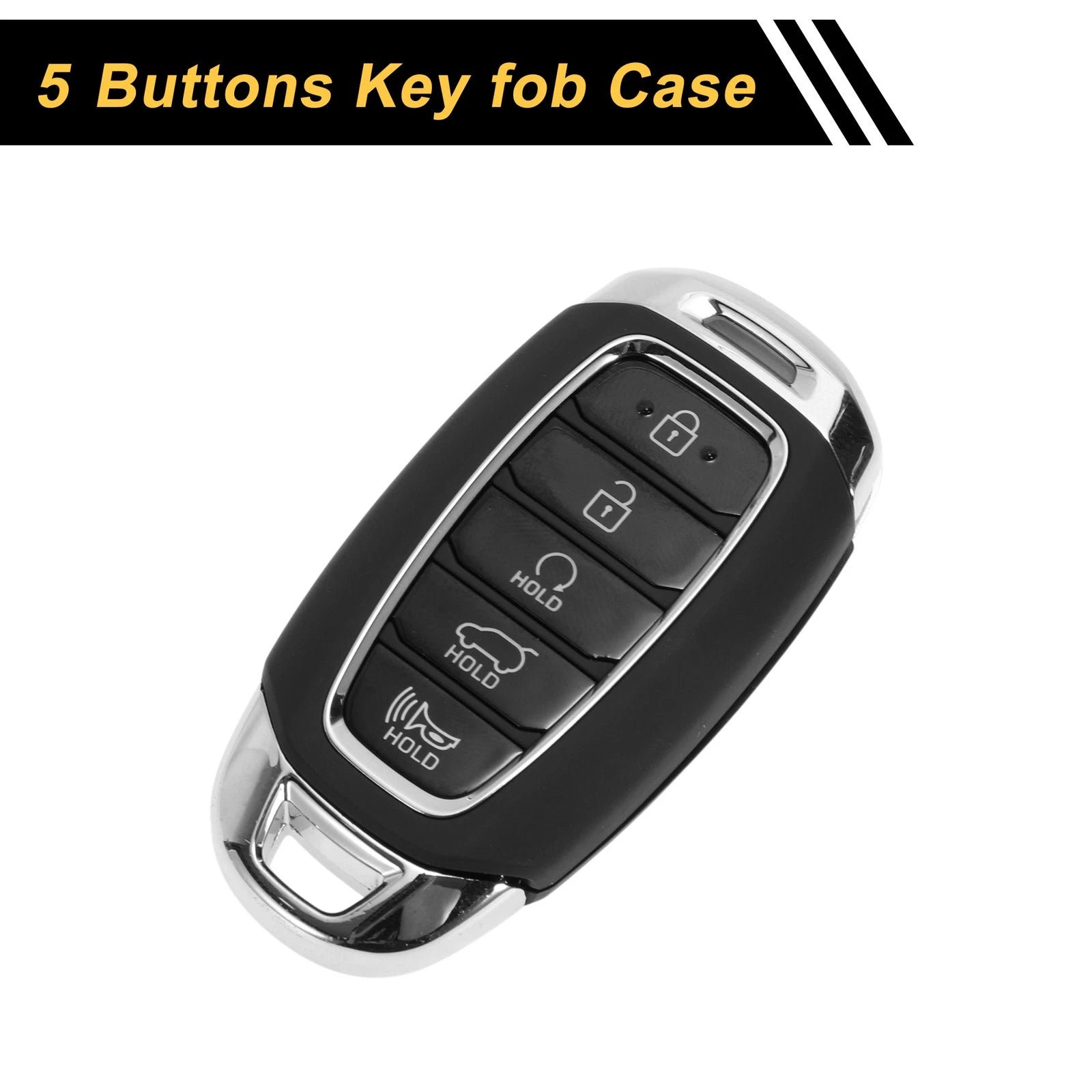 Set of 4 Key Fob Shell Cases for Hyundai Palisade (2020–2022) Black Silver Tone