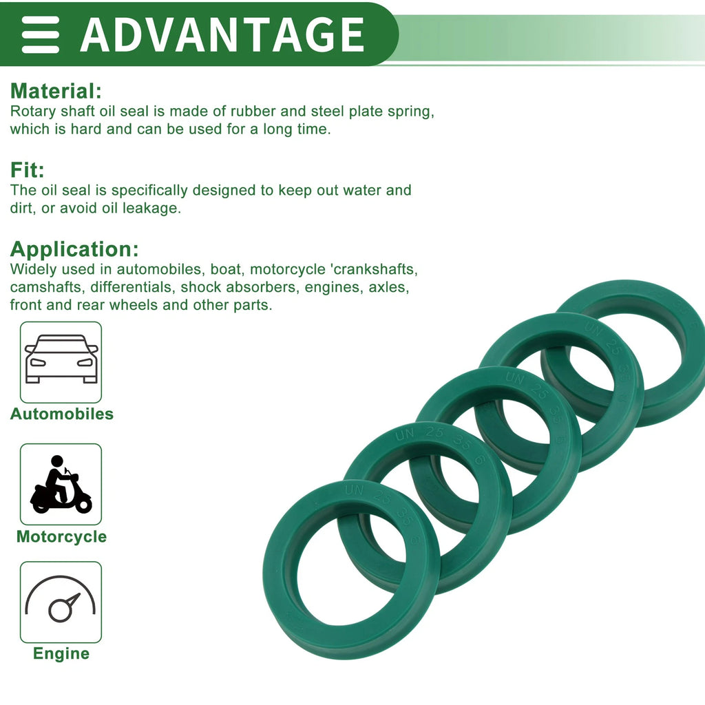 Set of 5 Oil Seal Rotary Shaft Seal 25x35x6mm High Pressure