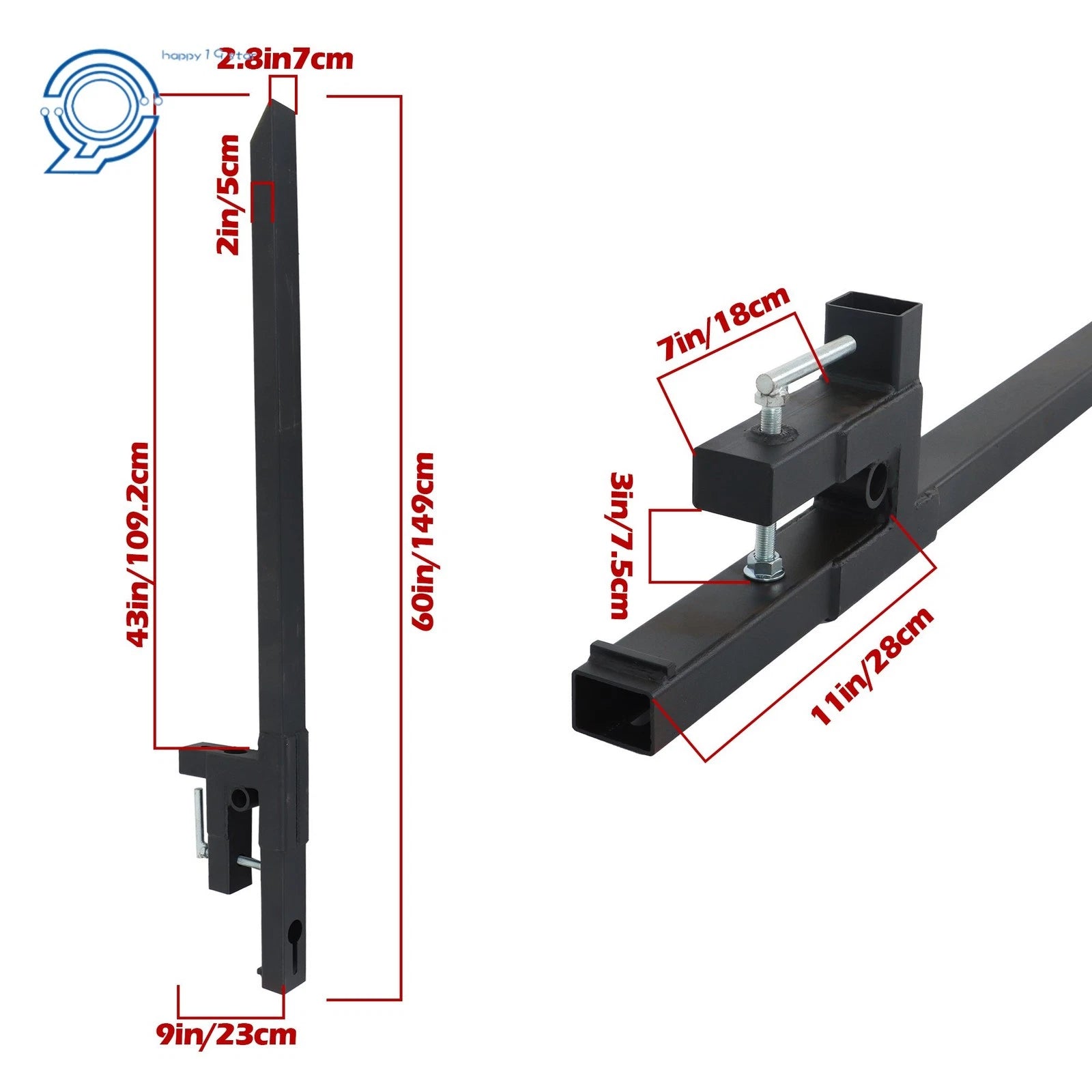 60" Clamp on Pallet Forks for Heavy Duty Quick Attach Buckets (2000 lbs)