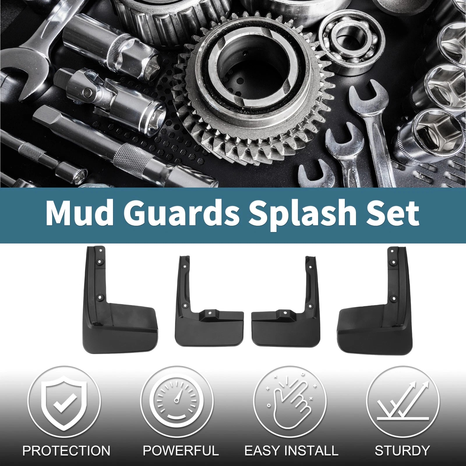 Set of 4 Mud Flaps Splash Guards for Toyota Hiace (2019–2023)