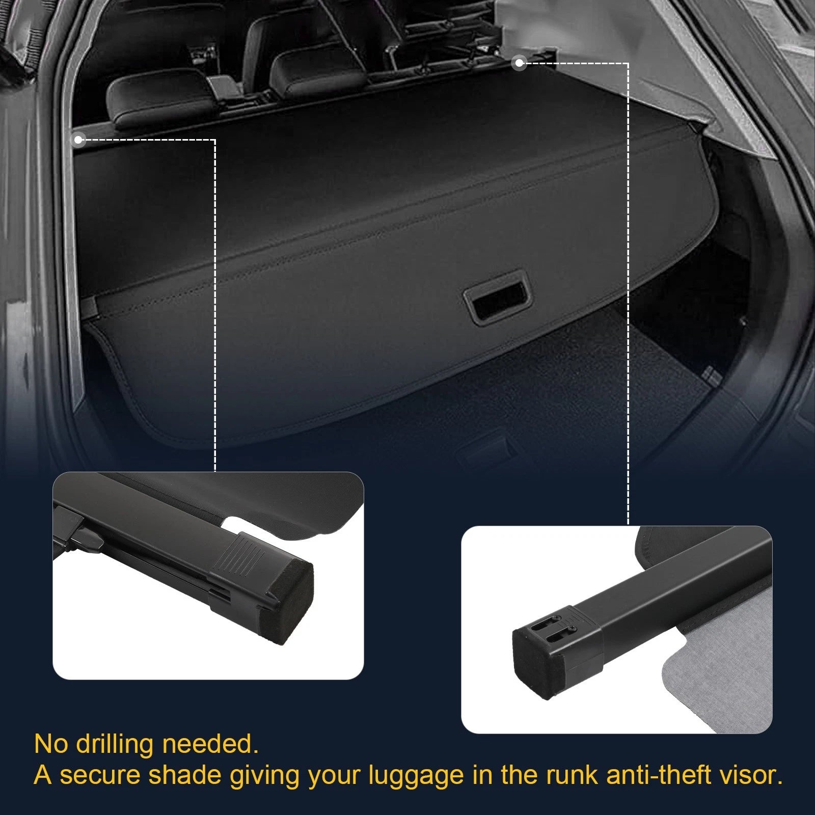 Retractable Rear Trunk Cargo Cover for Toyota Highlander (2014-2019)