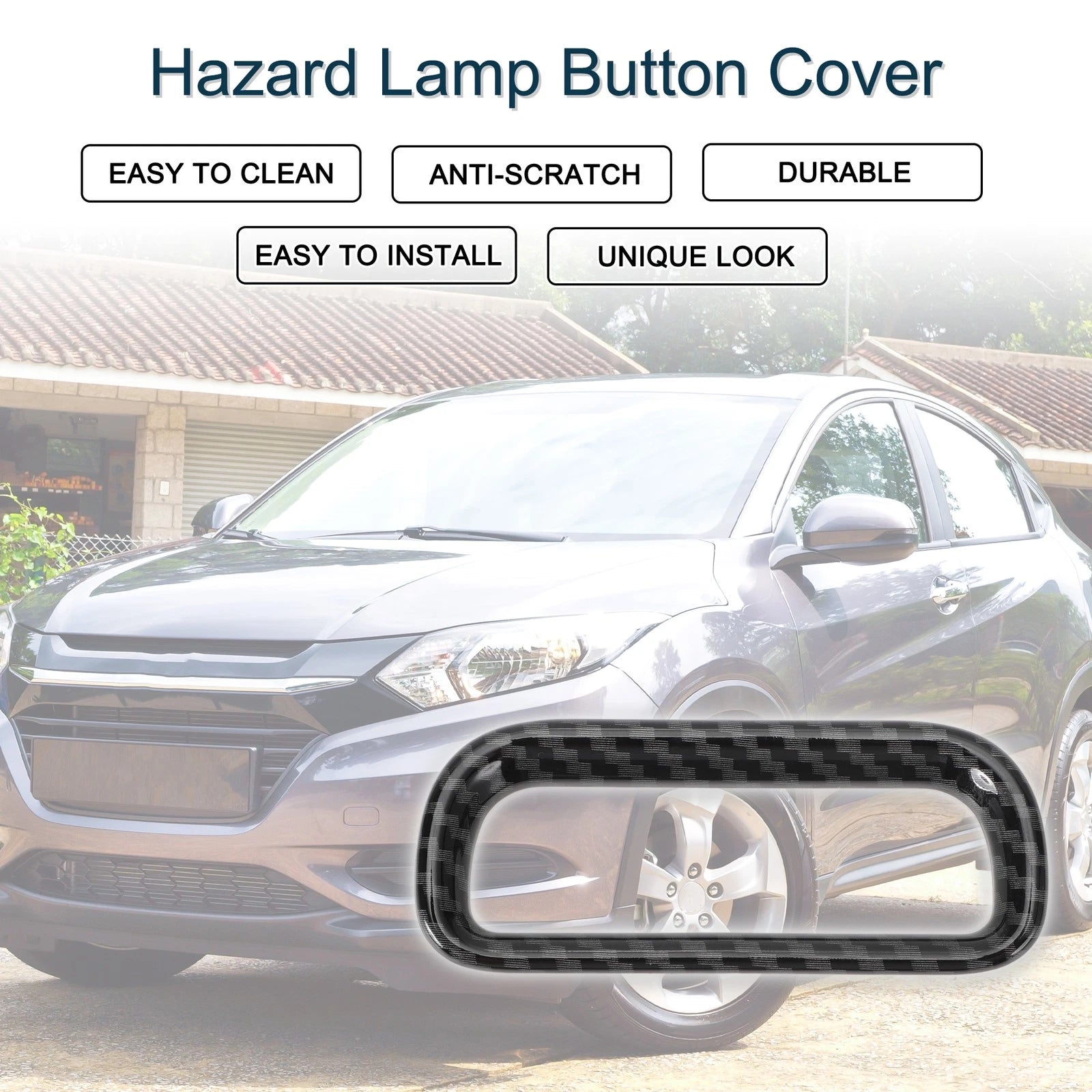 Warning Lamp Button Cover for Honda Vezel RV3/RV4/RV5/RV6 (1Pc, Carbon Fiber Black)