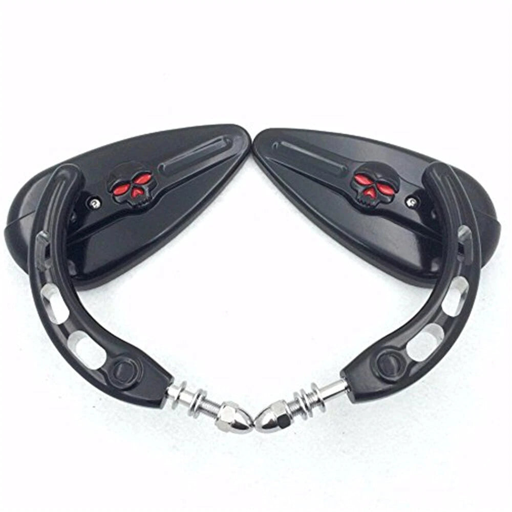 Black Skull Side Mirrors for Harley Super Glide FXE (2006–2017)