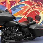 Rider Passenger Seat & Backrest Pad for Harley Touring (2009–2023) Brown Black