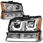 Pair of J-Halo LED DRL Chrome/Amber Headlight Bumper Lamps for Chevy Silverado (2003–2007)