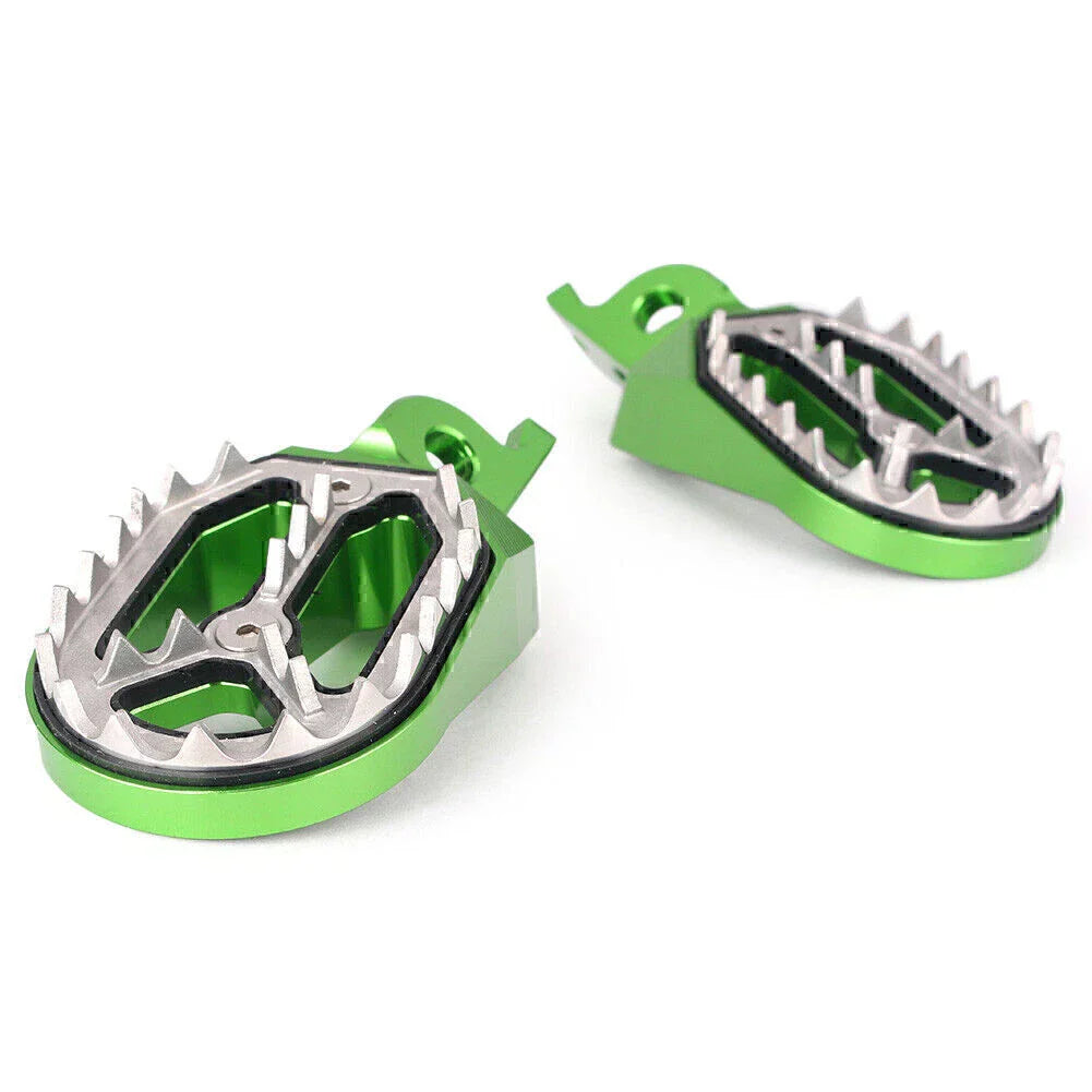 Green Shark Teeth Racing Foot Pegs for Kawasaki KX250 KX450 (2008-2015)