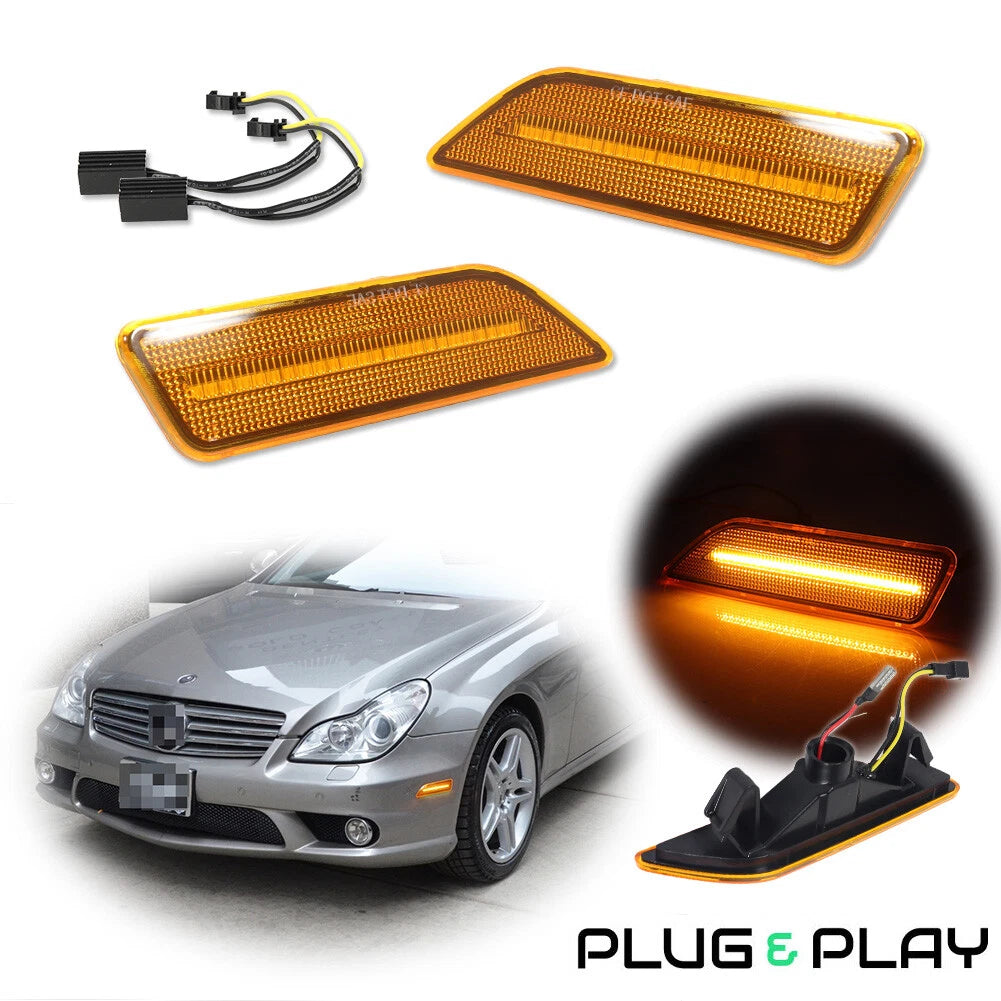 Amber Lens LED Front Side Marker Lights Kit for Benz W219 CLS550 CLS63 AMG