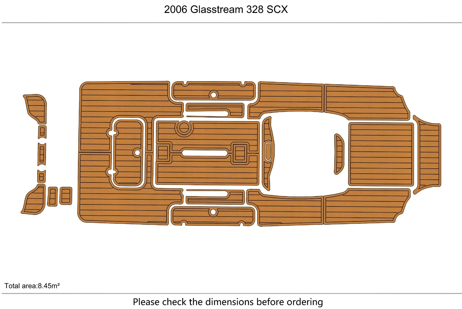 EVA Foam Teak Deck Floor Mat for Glasstream 328 SCX (2006)