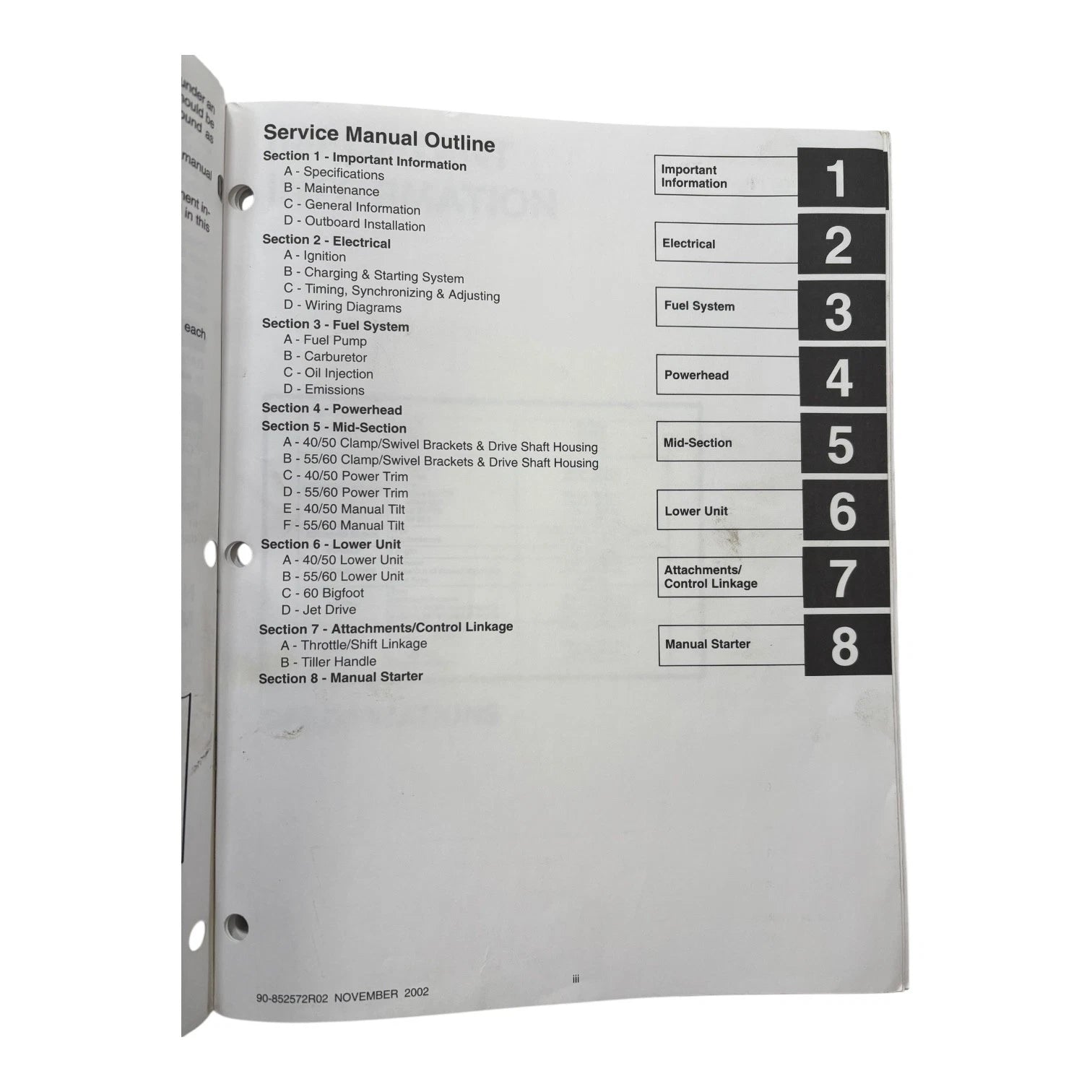 Service Manual for Mercury 30/40 Jet, 40/50/55/60 HP (2002) 90-852572R02