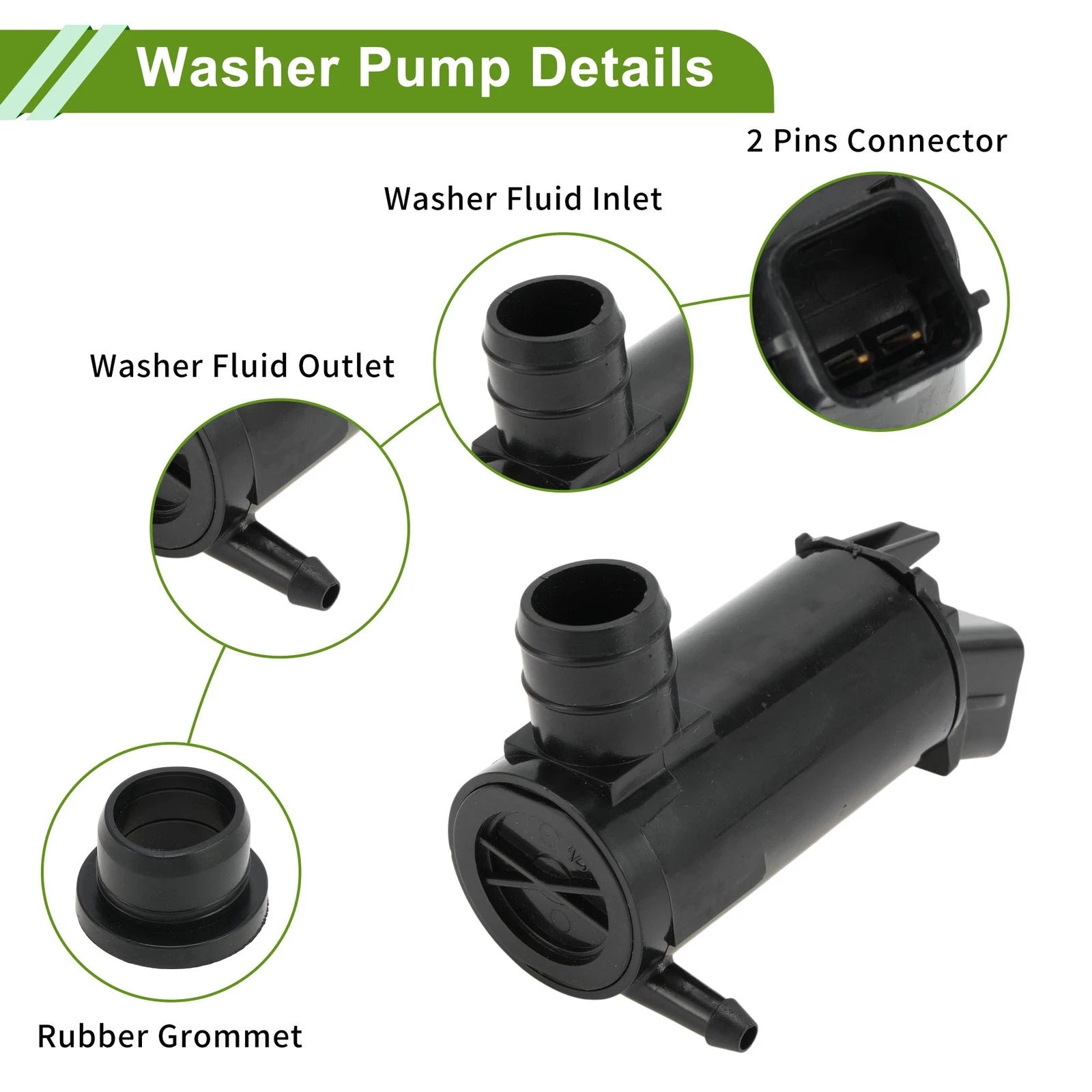 Windshield Washer Pump for Genesis G70 (2019–2023) No. 9851026000, Rubber Ring